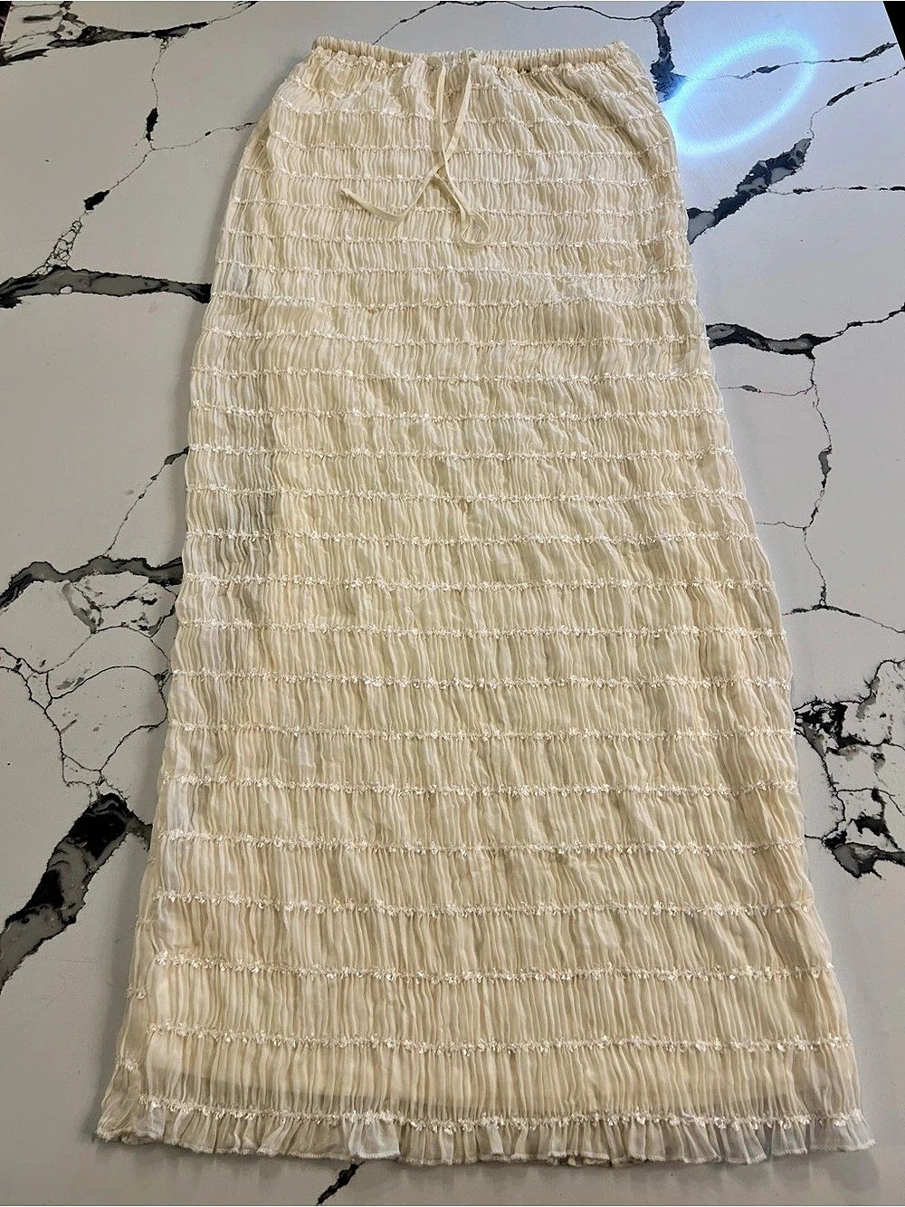 Camila Coelho Terez Maxi Skirt Cream Size XS